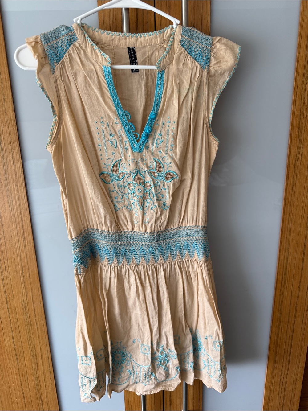 Free People EMBROIDERED Tunic Mini Dress XS